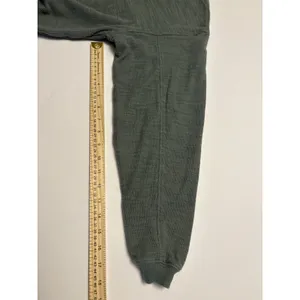 Aerie Womens Small Waffle Knit Henley Crop Top Long Sleeve Sage Green Buttons thumbnail 7