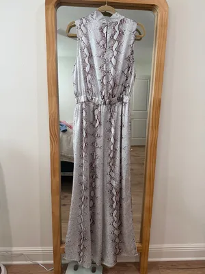 TCEC Satin-like Snakeskin Cowl Neck Jumpsuit Size Large thumbnail 3