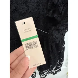 Black Floral Lace Peplum Top Square Neck NWT Size L‎ thumbnail 3