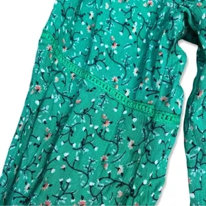 ⭐️PLEIONE Womens Green Floral Flowy Ruffle Oversized Blouse thumbnail 6