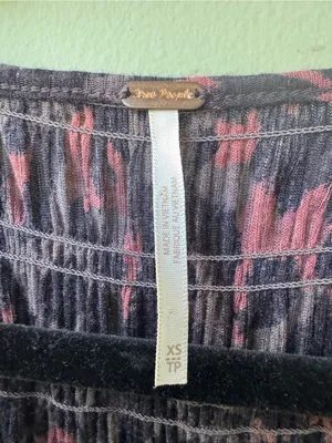 Free People Pink and Black Printed Smocked Tunic Top thumbnail 2