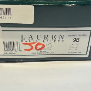 Lauren Ralph Lauren Cecilia Parchment Shantung‎ Espadrille Wedges Gold 9B Spain thumbnail 5