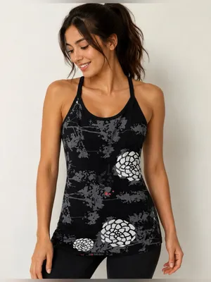 Lululemon Women’s Floral‎ Print Yoga Workout Tank Top Black Size Medium​ thumbnail 1