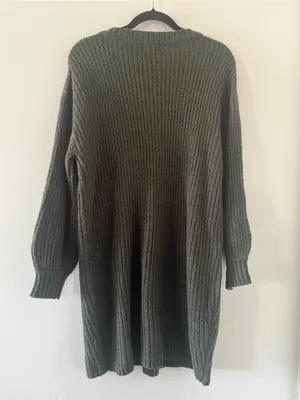 NWT Francesca's Olive Green Chunky Knit Sweater MIni Dress Medium Rustic Fall thumbnail 5
