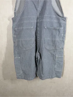 Carhartt Women’s Hickory Stripe Denim Bib Overall Shorts Cotton in Blue White XL thumbnail 6