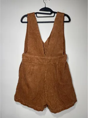 Lulus Adorable Autumn Corduroy Romper Rust Orange 70 Retro M thumbnail 3