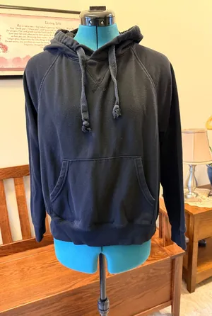 Old Navy Women’s Black Fleece Pullover Hoodie S Cotton Blend Drawstring thumbnail 1