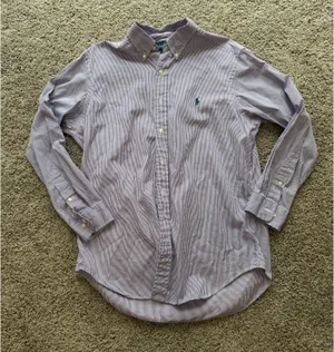 Purple and White Striped Button Down Shirt thumbnail 1