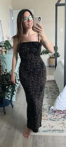 Reformation Elise Knit Dress in Tana Leopard XL thumbnail 1