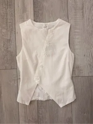 Anthropologie NWT Le Lis Luana Asymmetrical Cotton Minimalistic Neutral Top size xs thumbnail 7