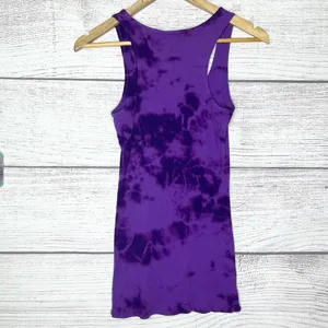 Miley Cyrus & Max Azria Long Purple Tie-Dye Tank Top Size Large thumbnail 4