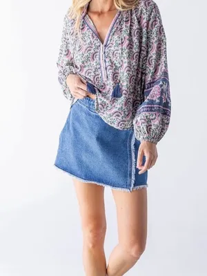 NEW! Natural Life Denim Wrap Style Crossover Frayed Hem Cotton Mini Skirt Medium thumbnail 2