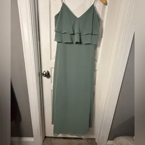 Jenny Yoo Sage Green Layered Maxi night Party Prom Dress size 8 thumbnail 3