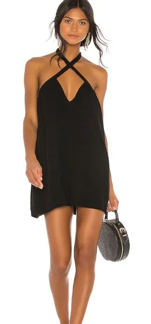 Superdown x Revolve Trina Shift Black Halter Tie Dress NWT Size S thumbnail 1