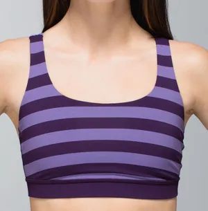 Lululemon Women’s 4 Purple Striped Strappy Energy Bra thumbnail 1