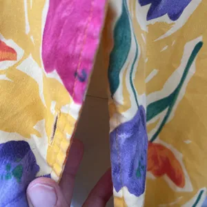 90s Floral Blouse Top XL Yellow Funky Art Teacher Button down Bloomcore Teacher thumbnail 2