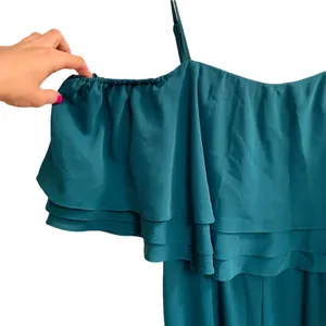 Amanda Uprichard Aida Teal Ruffle Wide Leg Jumpsuit thumbnail 7