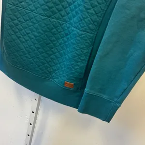 L.L. Bean Womens Quilted Quarter-Zip Pullover Teal Blue Fleece Sweatshirt 502745 thumbnail 5