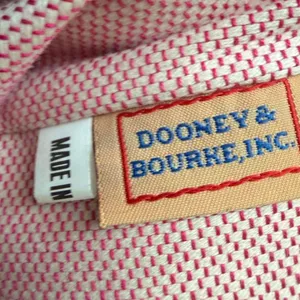 Dooney & Bourke Signature DB Monogram Canvas Tote Brown Leather Y2K Large thumbnail 3