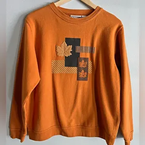 Vintage Frabjous Originals Leaf Appliqué Sweatshirt Rust Orange Sz M 90s thumbnail 1