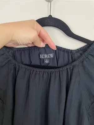 J. Crew Black Puff Sleeve Ramie Top Size Medium thumbnail 3