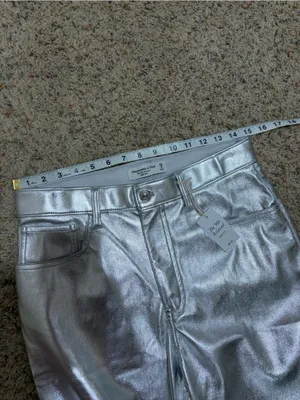 Abercrombie & Fitch LONG The ‘90s Relaxed High Rise Pant Silver Metallic thumbnail 12
