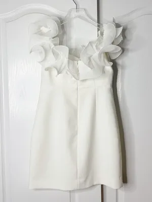 Milly Gizelle Ivory White Off Shoulder Ruffle Mini Dress Size 8 thumbnail 6