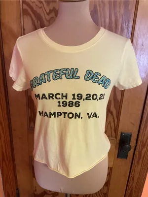 Grateful Dead Hampton VA 1986 Yellow Organic Cotton Baby Tee Medium thumbnail 5