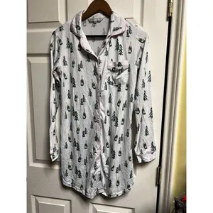 The Royal Standard Champagne Christmas‎ Tree Sleep Shirt Nightgown Small White thumbnail 2