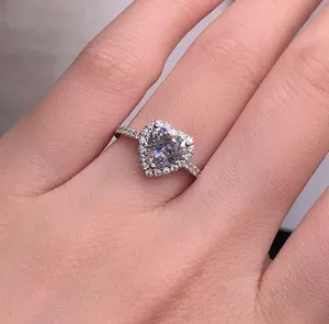 1.5ct heart shape halo 4.5 5 6 7 8 9 10 Diamond Cz Silver 925 thumbnail 6