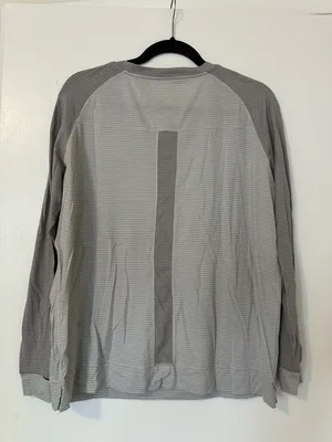 Lululemon Runamuck Long Sleeve Striped Henley Top Women’s Gray 12 thumbnail 5