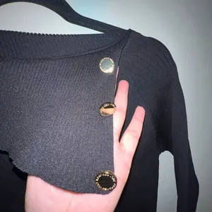 Marc New‎ York Black ribbed long sleeve with gold Button Accents large thumbnail 2
