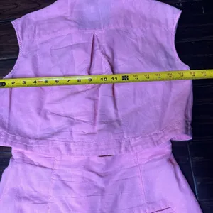 ZARA Button down dress with collar casual boho indie pink crop top high waisted skirt thumbnail 5