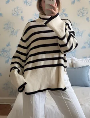 NA-KD Sweater Black White Stripe thumbnail 1