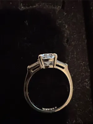 Pear Drop Clear Crystal Ring with Baguette Shoulders Sterling Silver thumbnail 3