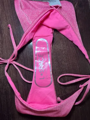 NWT L*Space Lennox Shimmery Pink Side Tie Bikini Bottom Size Medium thumbnail 7