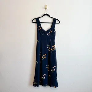 Reformation | Fulton Sweetheart Floral Midi Dress Navy Blue Petite thumbnail 4