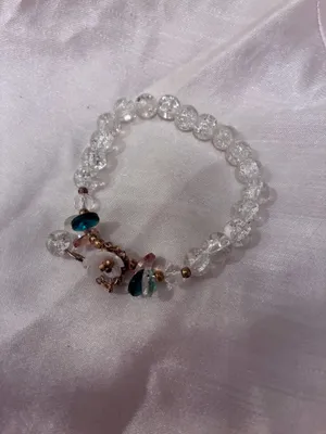 1Pcs Chic Camellia Glass Bead Bracelet White thumbnail 3