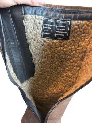 Santana Canada Tall Brown Leather Boots Sherpa Lining Rugged Outsole Size 8 thumbnail 12