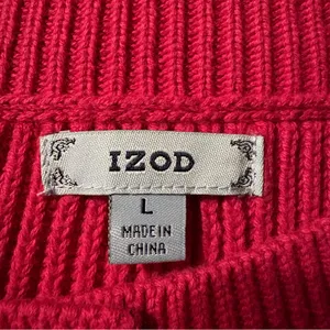 Izod Pink Cardigan Sweater‎ Womens Large Chunky Knit Buttons Valentines Day Date thumbnail 4