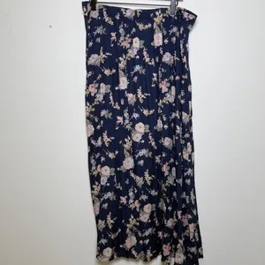 VTG 90s Women Whimsigoth‎ Maxi Skirt XL Blue Moody Floral Pull On Button Front thumbnail 5