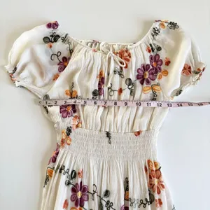 Anthropologie Kindred Ivory Floral Embroidered Cottage Maxi Dress Petite Small thumbnail 5