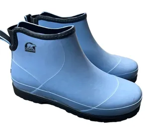 Rare Sorel Flood Plain Chukka Rubber Rain Boots Size 5 Blue and Black Waterproof thumbnail 1