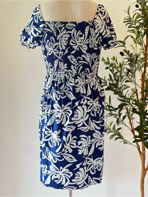 Monteau Royal and light blue Floral Square-Neck Puff Sleeve Dress thumbnail 4
