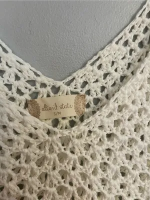 Altar'd‎ State Cream Crochet V-Neck Peplum Crop Top thumbnail 3