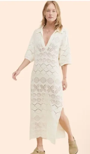 Free People Beach white Crochet Swim Coverup size small thumbnail 1