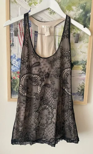 Charlotte Russe Y2K Mesh Lace Tank Top Cami Size Medium Whimsigoth thumbnail 1