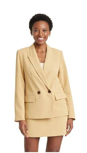 NWT A New Day Signature Crepe Slim Fit Blazer Jacket 92994546 Tan Brown M thumbnail 1