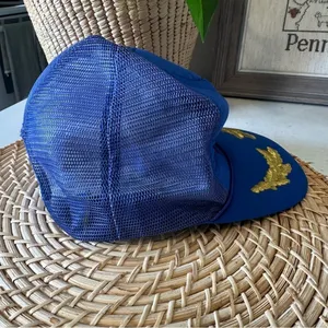 Vintage Walt Disney World Unisex Embroidered Snap Back Hat Blue Red Gold thumbnail 2