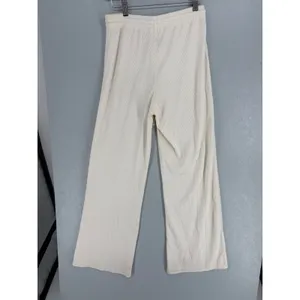 H&M Womens Lounge Pants Cream Waffle Knit Wide Leg Small thumbnail 3